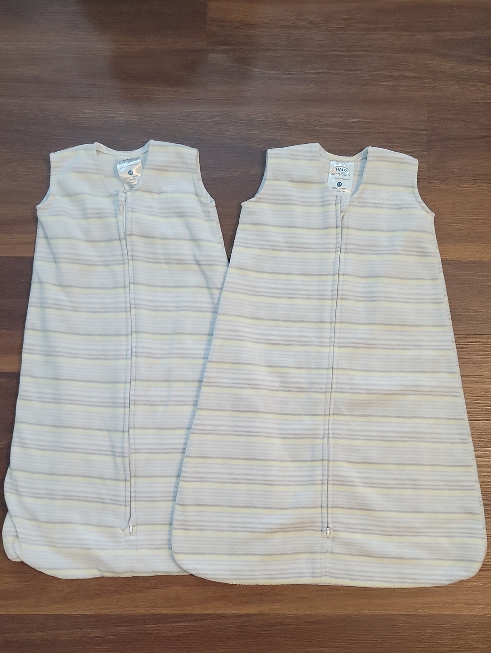 Halo Baby Sleep Sacks in Pale Grey, White & Light Yellow Stripes (Set of 2)